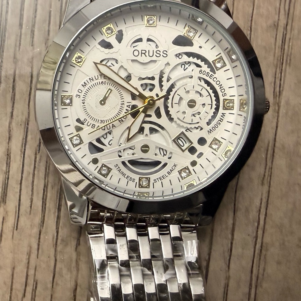 ORUSS Silver Watch - 44MM